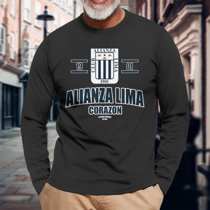 Alianza Lima Peru メンズ レディース サッカー ペルーエスクード 長袖Tシャツ 高齢者への贈り物