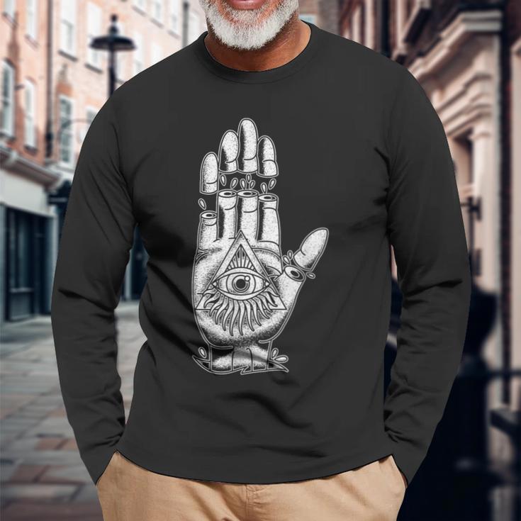 Alleeing Eye タトゥー イルミナティ 陰謀 グランジ 美的 長袖Tシャツ 高齢者への贈り物