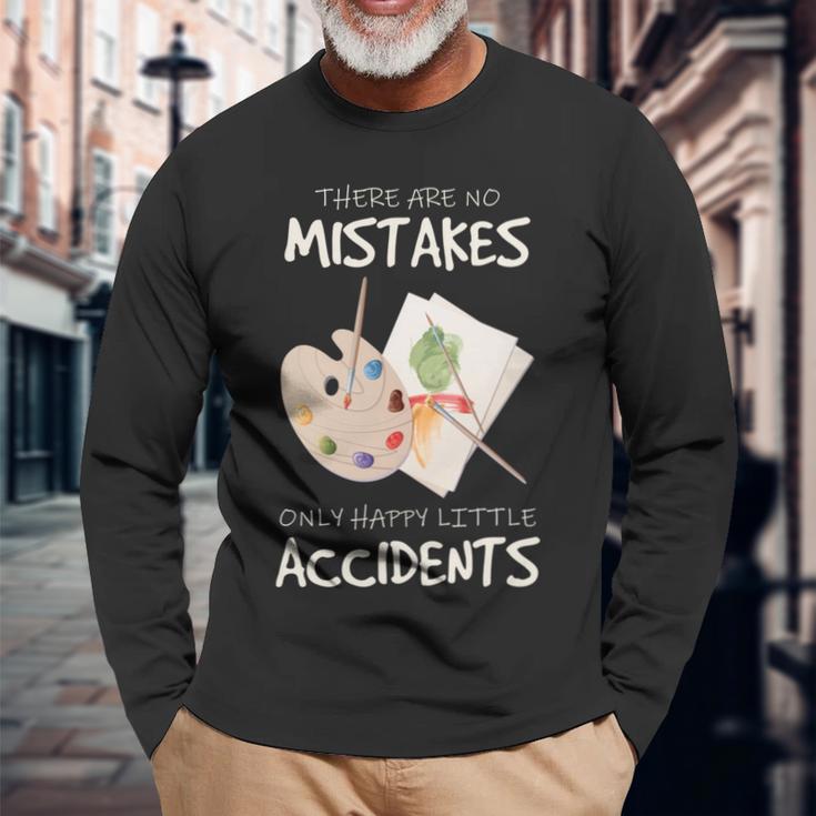 Artist Mistakes Happy Accidents アートパレット 絵画 引用 長袖tシャツ 長袖Tシャツ 高齢者への贈り物