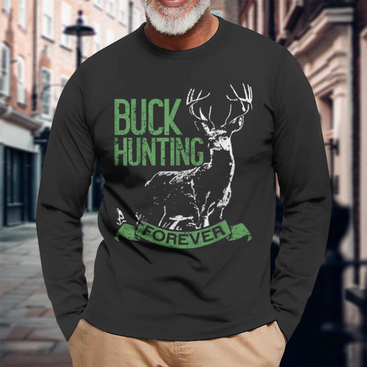 Buck Hunting Forever Deer Hunting 長袖Tシャツ 高齢者への贈り物