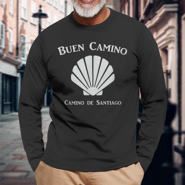 Buen Caminohell カミノデサンティアゴ巡礼ザ・ウェイ 長袖Tシャツ 高齢者への贈り物