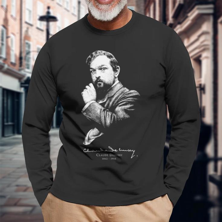 Claude Debussy-クロード・ドビュッシー-フランスの作曲家-クラシック音楽 長袖Tシャツ 高齢者への贈り物