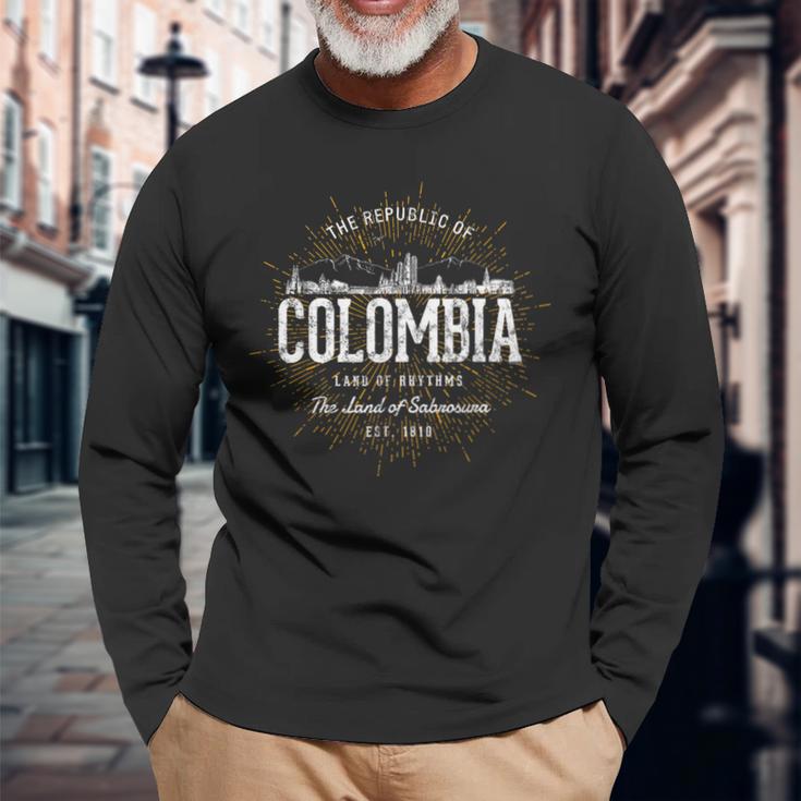 Colombia ヴィンテージスタイルのレトロなコロンビア 長袖Tシャツ 高齢者への贈り物