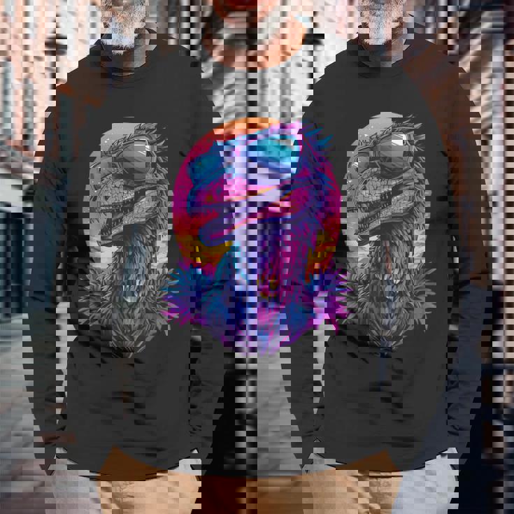 Cool Utahraptor Graphic Dinosaur Dino Lover 長袖Tシャツ 高齢者への贈り物