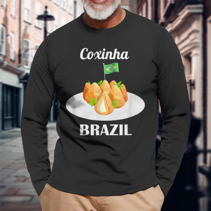 Coxinha 伝統的なブラジル料理 ブラジル国旗 長袖Tシャツ 高齢者への贈り物