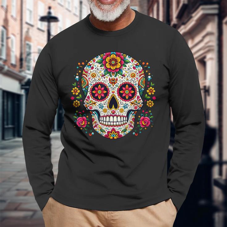 Day Of The Dead シュガースカル Dia De Los Muertos 長袖Tシャツ 高齢者への贈り物