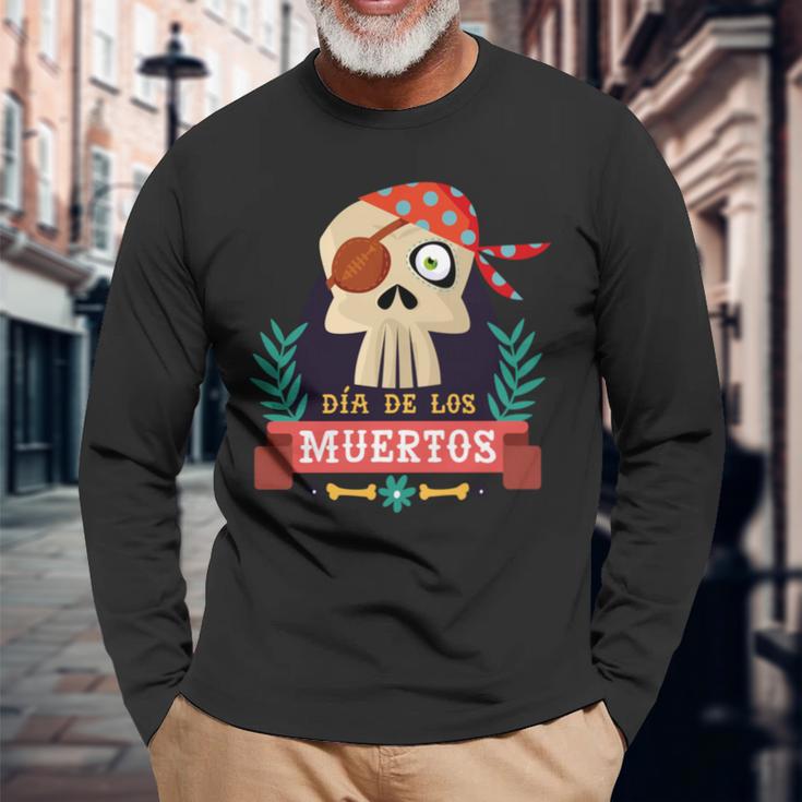 Dia De Los Muertos Piratekull Day Of Dead ギフト 長袖tシャツ 長袖Tシャツ 高齢者への贈り物