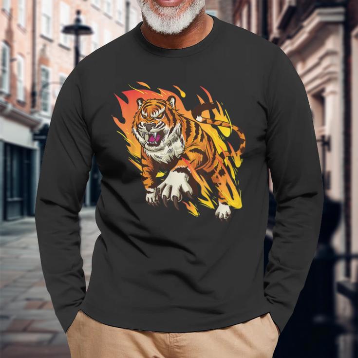 Diseño Con Tigre Para Los Amantes Del Tigre Camiseta de manga larga Regalos para ancianos
