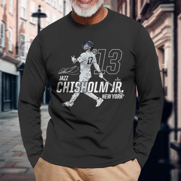 Dynamic Pose Jazz Chisholm Jr New York Baseball Mlbpa 長袖Tシャツ 高齢者への贈り物