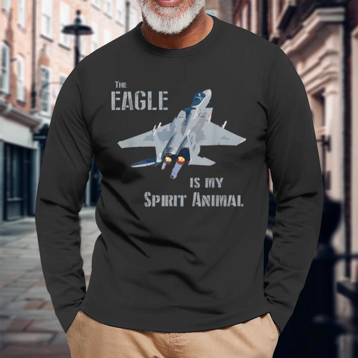 The Eagle Is Mypirit Animal F-15 戦闘機 飛行機 長袖Tシャツ 高齢者への贈り物