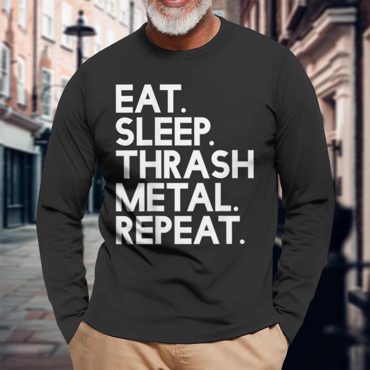 Eatleep Thrash メタルリピート 音楽 長袖Tシャツ 高齢者への贈り物
