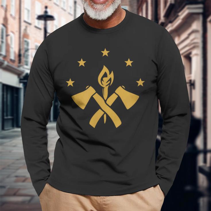 Fba マルーンフラッグ ファンデーション ブラック アメリカン 長袖Tシャツ 高齢者への贈り物