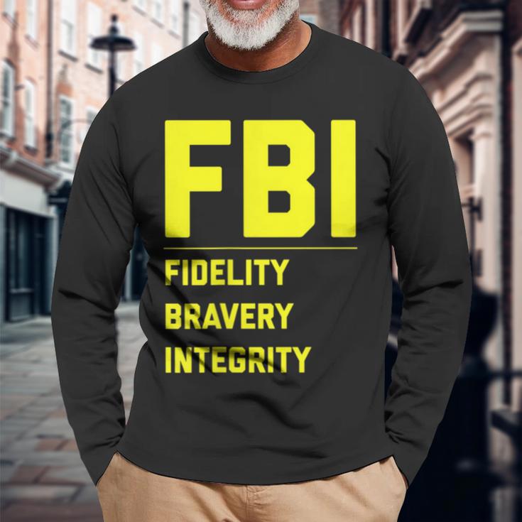 Fbi Motto 「Fidelity Bravery Integrity」 法執行機関 長袖Tシャツ 高齢者への贈り物