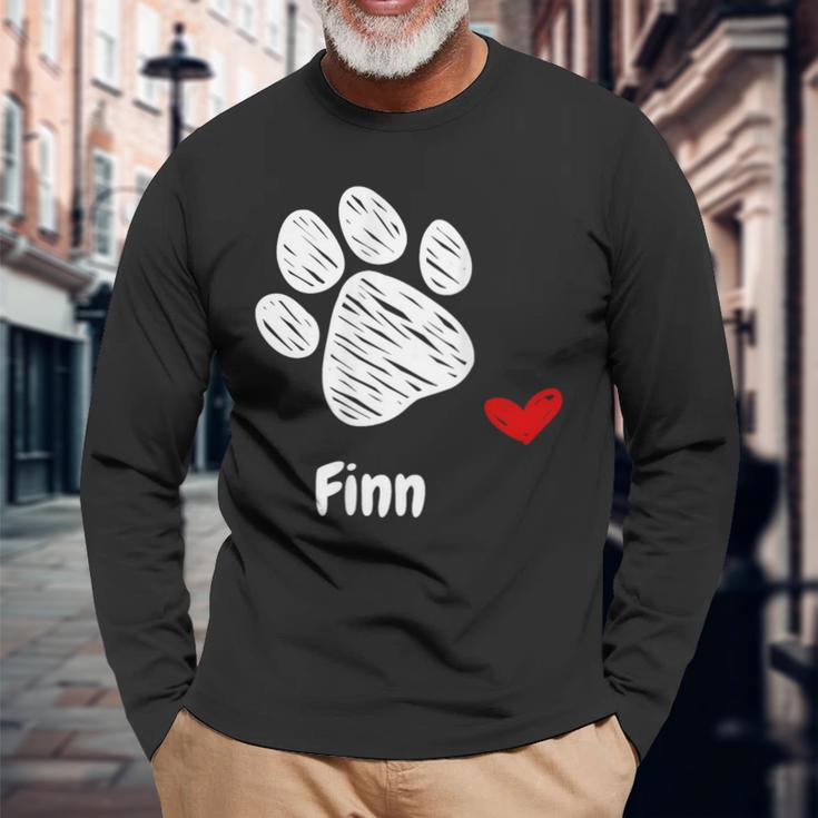 Finn Dog Paw Best Puppy Dog Finn Dog Lover 長袖Tシャツ 高齢者への贈り物