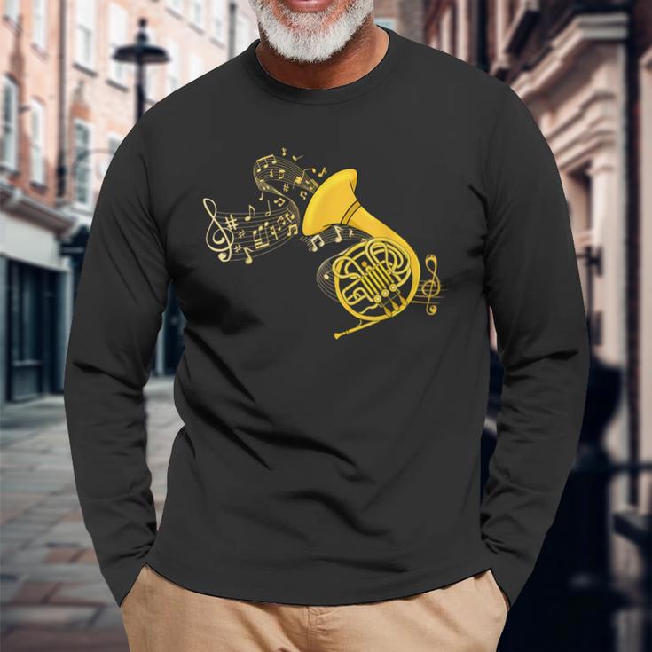 French Horn Music Lover ビッグバンド楽器 フレンチホーン 長袖Tシャツ 高齢者への贈り物