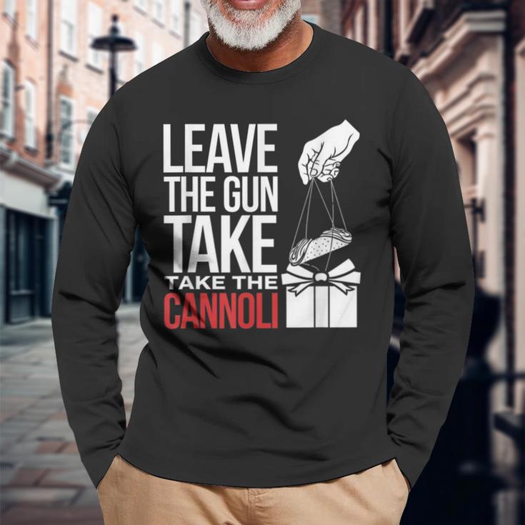 Leave The Gun Take The Cannoli メンズ レディース イタリア国旗 長袖Tシャツ 高齢者への贈り物
