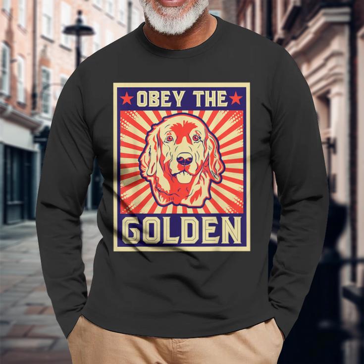 Obey The Golden ゴールデンレトリーバーオーナー向け 長袖Tシャツ 高齢者への贈り物