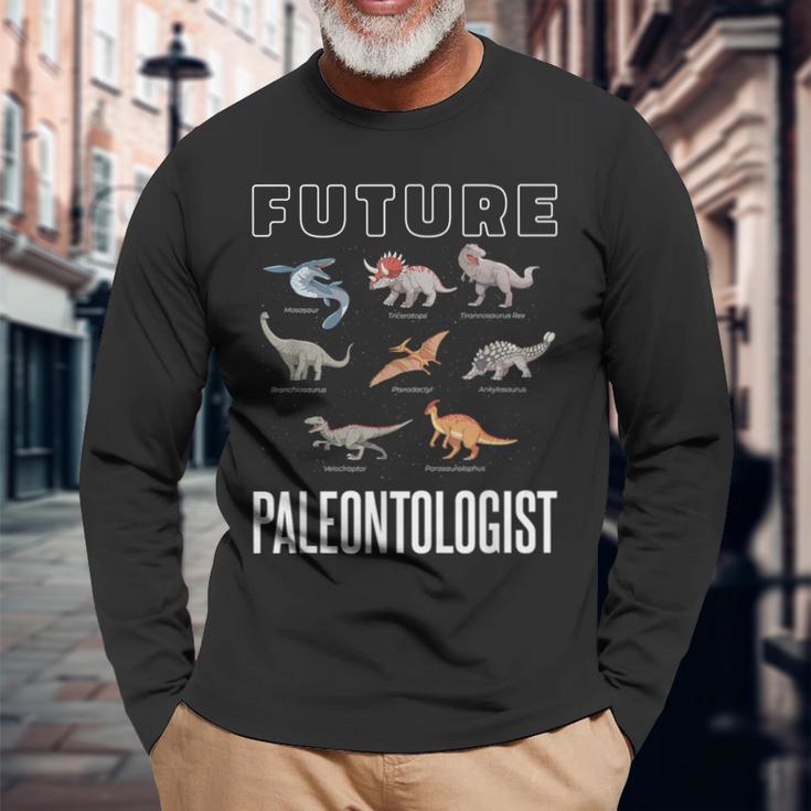 Future Paleontologist モササウルス・トリケラトプス ティラノサウルス 長袖Tシャツ 高齢者への贈り物