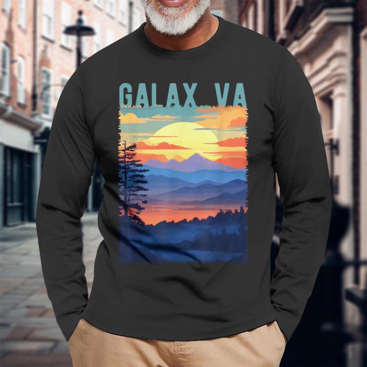 Galaxirginia Usa 山景色 サンセットスタイルデザイン 長袖Tシャツ 高齢者への贈り物