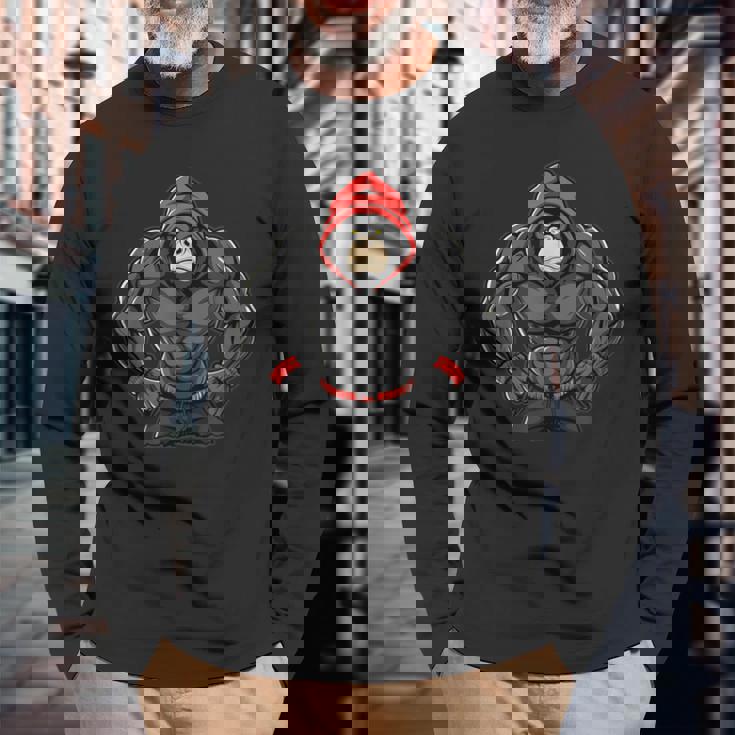 Gorilla Workout Angrytrongcaryilverback Gorilla Gym 長袖Tシャツ 高齢者への贈り物
