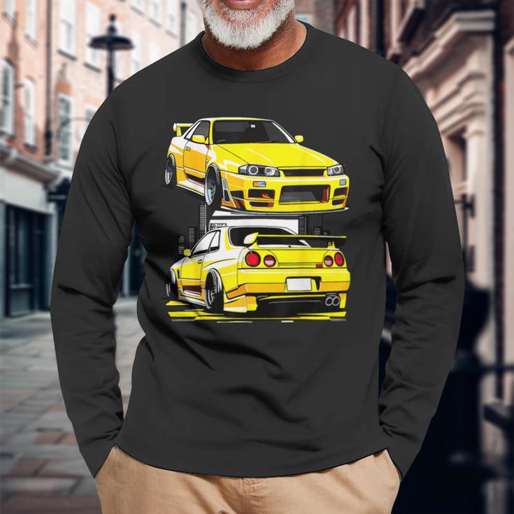 ブラック Gt R 32 Jdm スカイラインチューナー レーシングスタンス カードリフト 長袖Tシャツ 高齢者への贈り物