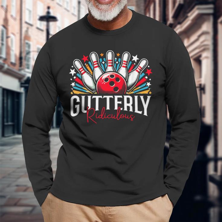 Gutterly とんでもないボーリングスポーツボウラー 長袖Tシャツ 高齢者への贈り物
