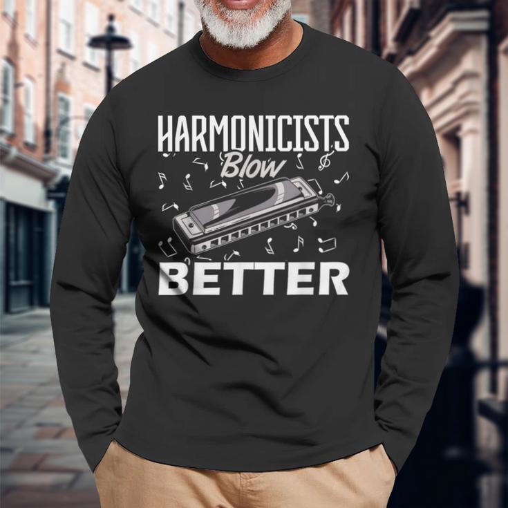 Harmonicists Blow Better ハーモニカ 長袖Tシャツ 高齢者への贈り物