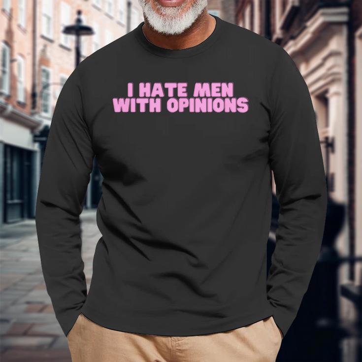 I Hate With Opinions Y2k ファニーフェミニスト ホットガールスレイ 長袖Tシャツ 高齢者への贈り物