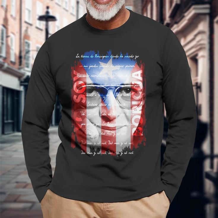 Hector Lavoe Yooy Boricua プエルトリコ国旗 La Borinquena 長袖Tシャツ 高齢者への贈り物