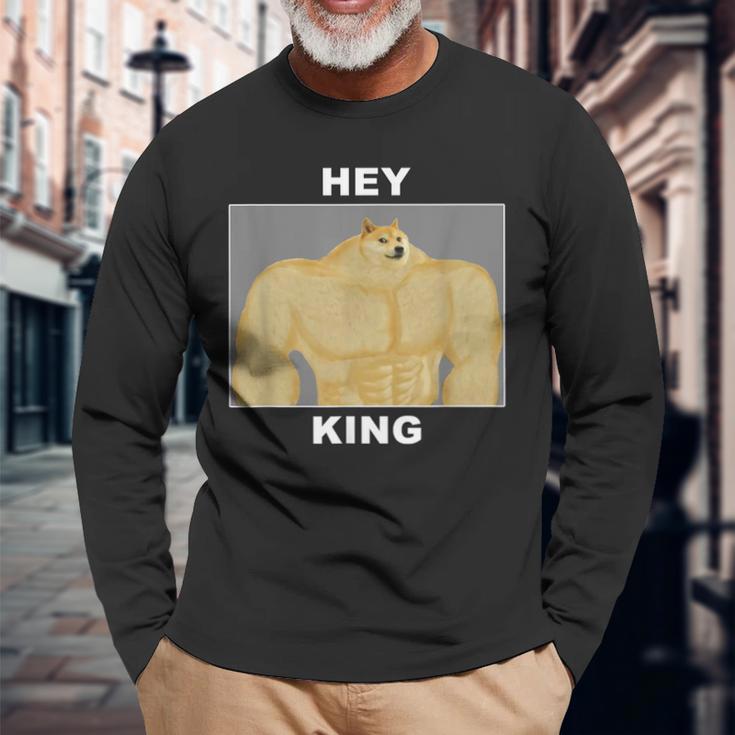 Hey Kingwole Doge Meme 長袖Tシャツ 高齢者への贈り物
