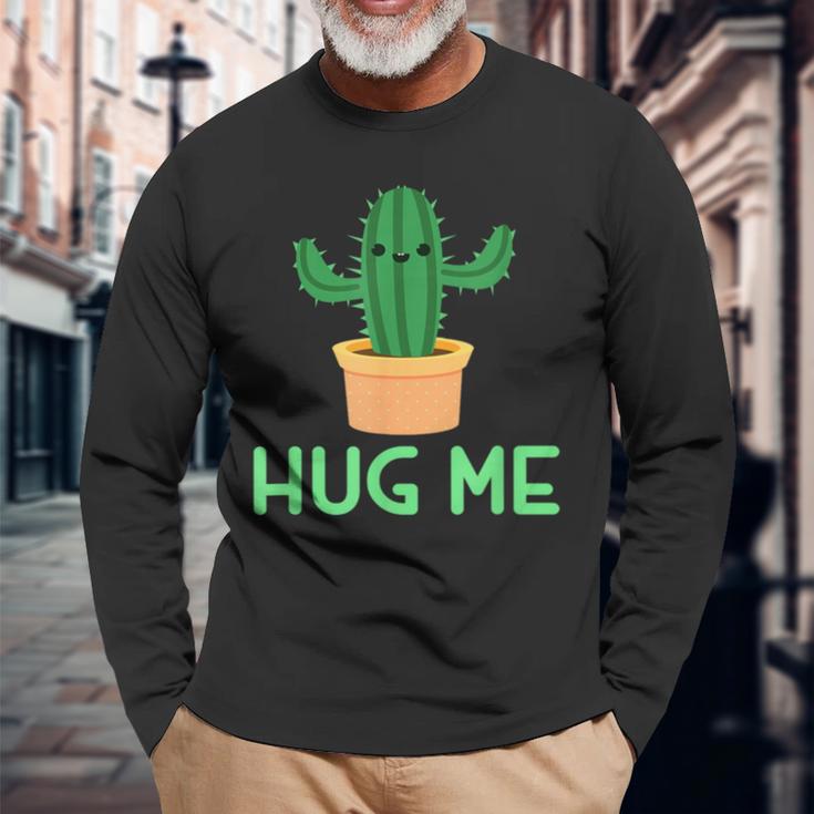 Hug Me 面白い サボテン ユーモア ギフト 長袖Tシャツ 高齢者への贈り物
