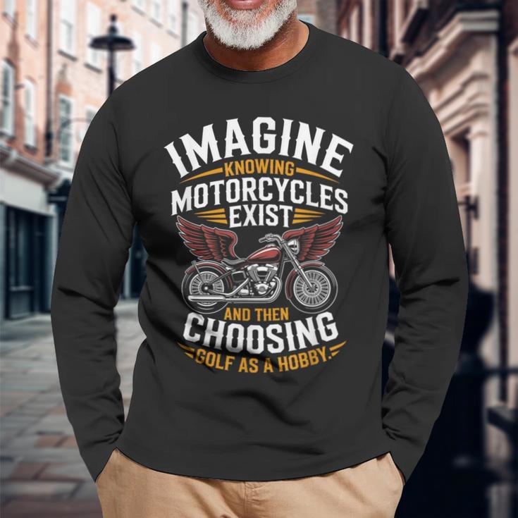 Imagine Motorcycles Exist Chopper Club バイカー バイク 長袖Tシャツ 高齢者への贈り物
