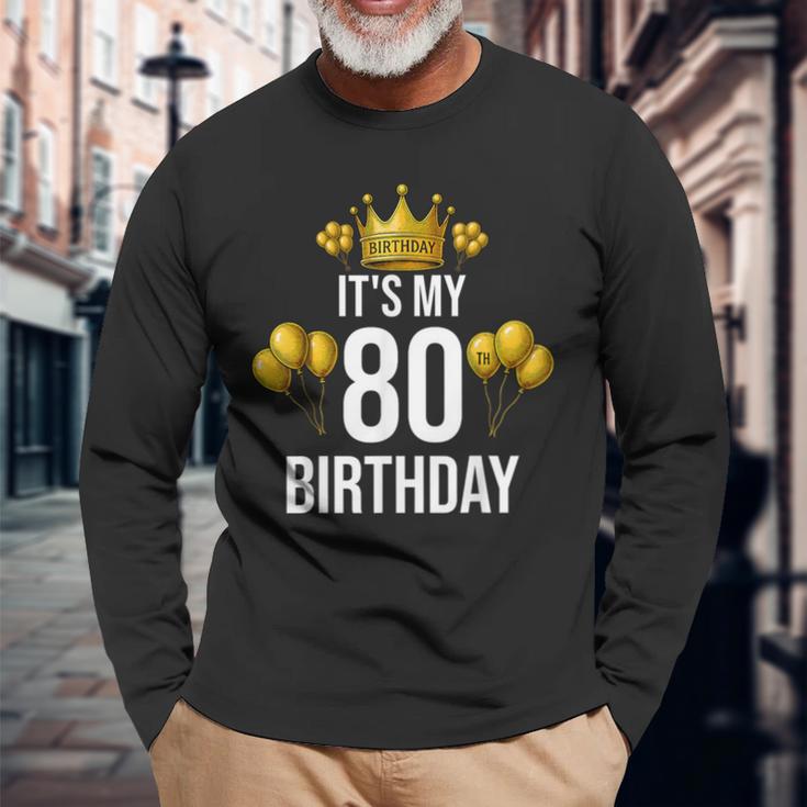 It's My 80Th Birthday Party 80歳 誕生日 メンズ レディース 長袖Tシャツ 高齢者への贈り物