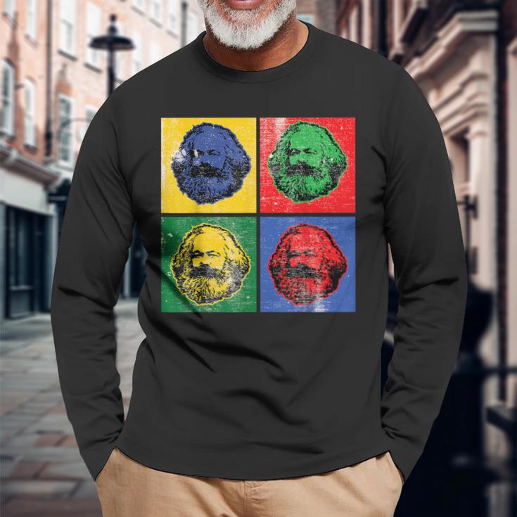 Karl Marx ビンテージレトロポップアート 社会主義政治 長袖Tシャツ 高齢者への贈り物