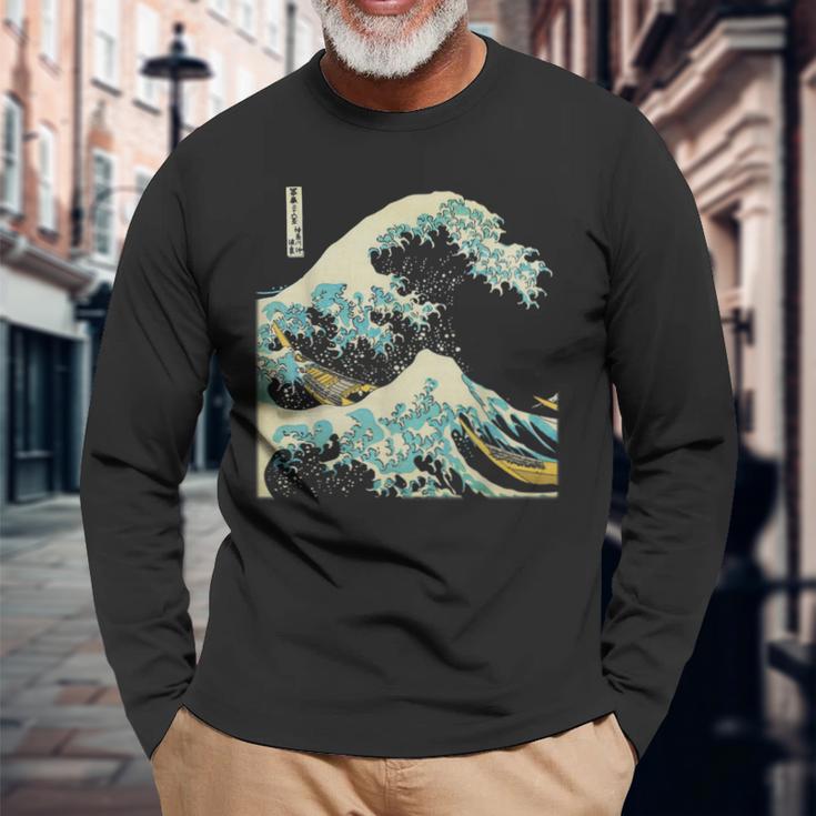 Katsushika Hokusai The Great Wave Off Kanagawa 長袖Tシャツ 高齢者への贈り物