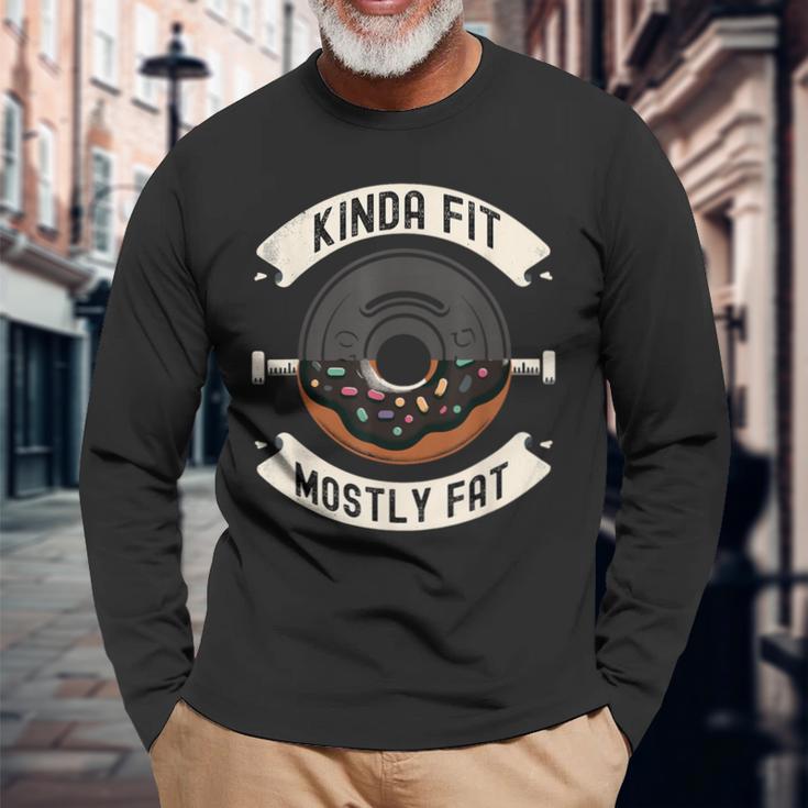 Kinda Fit Mostly Fat Fitness 面白いジムワークアウト 長袖Tシャツ 高齢者への贈り物