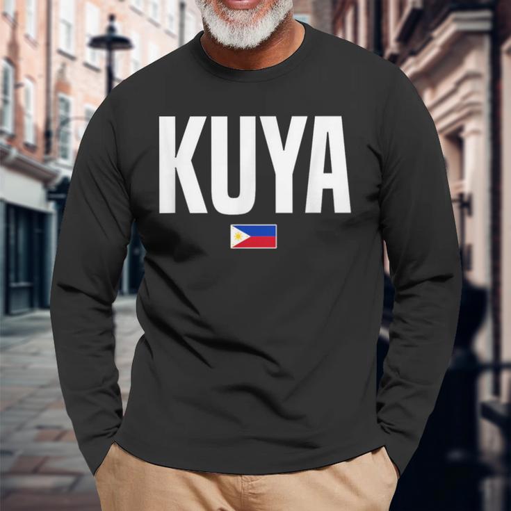 Kuya お兄さん フィリピン Pinoy Filipino 長袖Tシャツ 高齢者への贈り物
