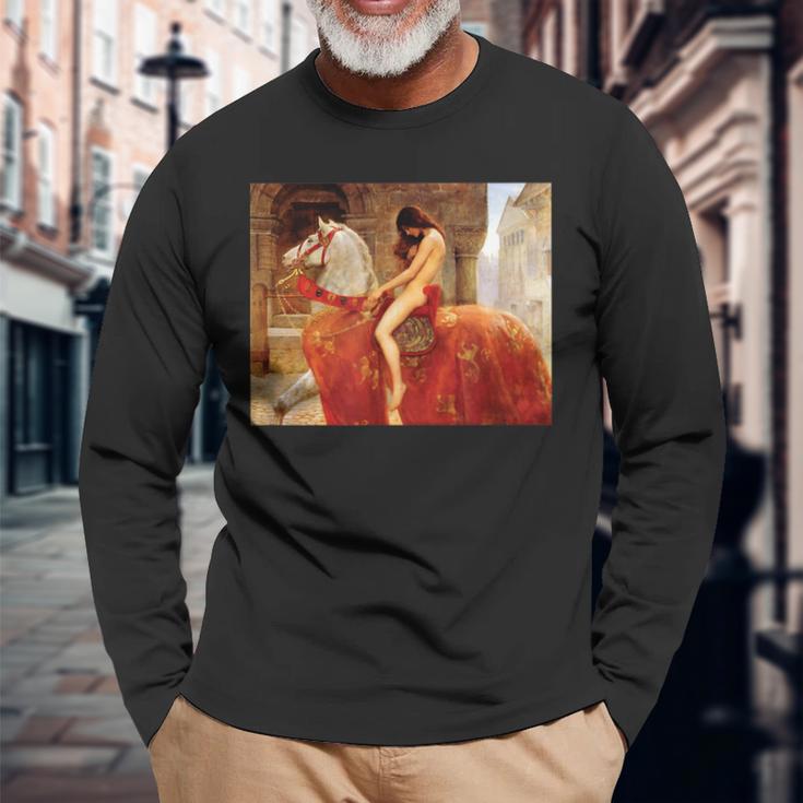 Lady Godiva ヌード ペインティング 長袖Tシャツ 高齢者への贈り物