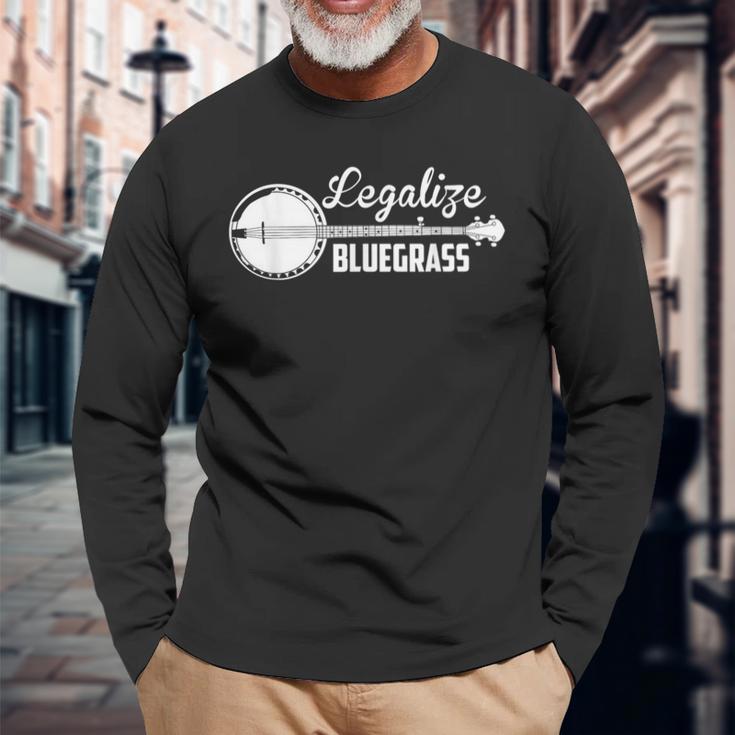 Legalize Bluegrass Banjo ビンテージヒッピーブルーグラス 音楽ファン 長袖Tシャツ 高齢者への贈り物