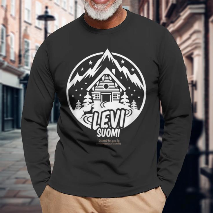 Leviuomi フィンランド スキーロッジとスキーリゾートの名前 Levi 長袖Tシャツ 高齢者への贈り物