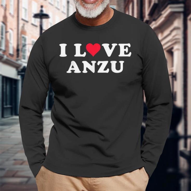 I Love Anzu マッチング 彼女&彼氏 あんず 名前 長袖Tシャツ 高齢者への贈り物
