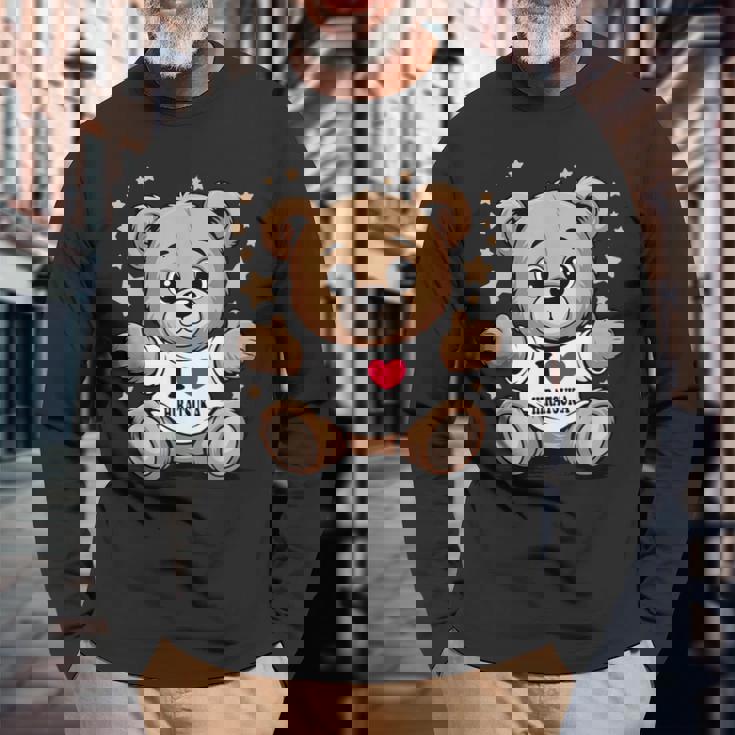 I Love Hiratsuka Teddy Bear 平塚テディベア大好き 長袖Tシャツ 高齢者への贈り物