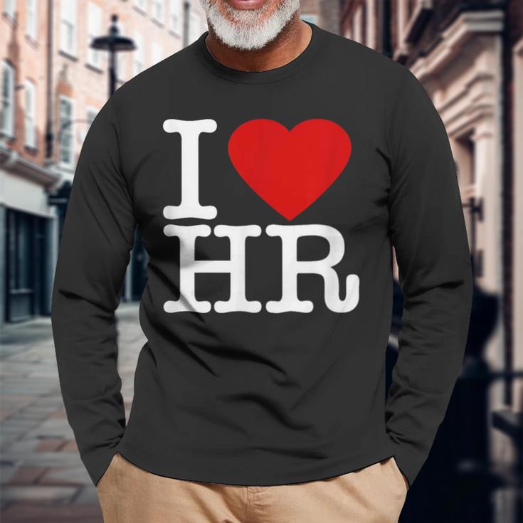 I Love Hr レッドハート 人事 長袖Tシャツ 高齢者への贈り物
