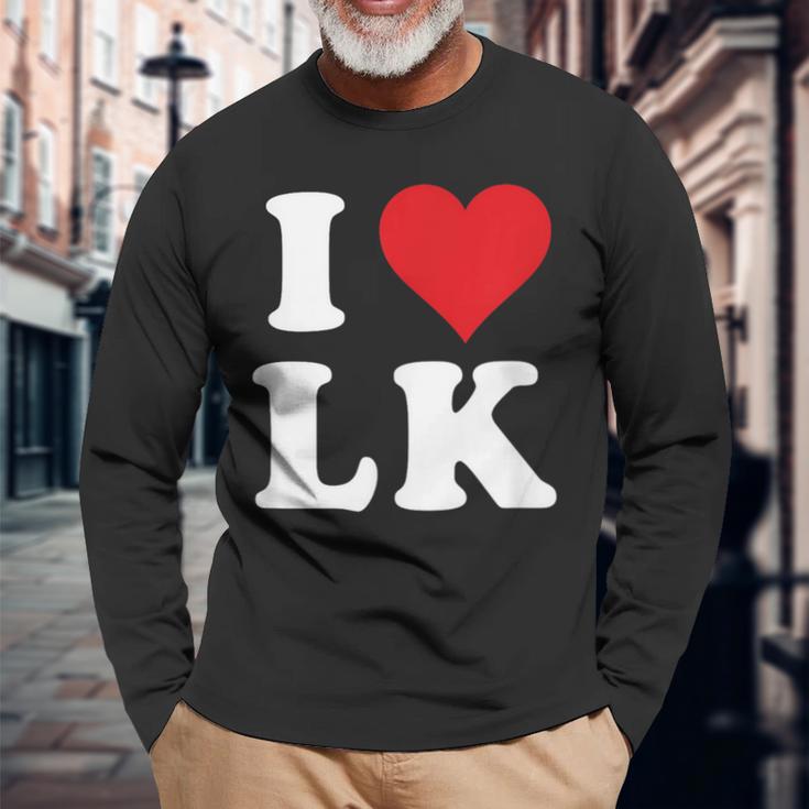 I Love Lk Initials I Heart LK First Last Name L K 長袖Tシャツ 高齢者への贈り物