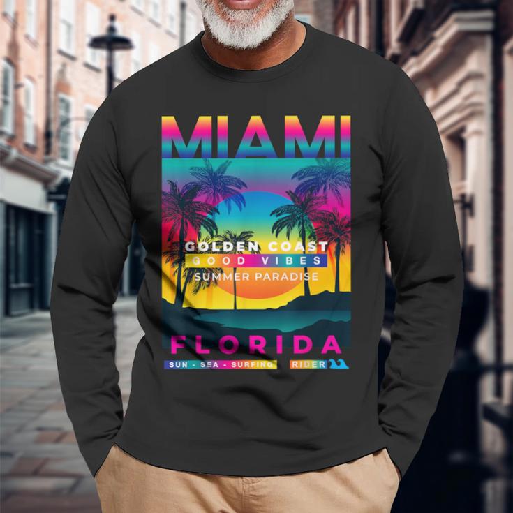 I Love Miami Miamiibes Illustration Graphic s 長袖Tシャツ 高齢者への贈り物
