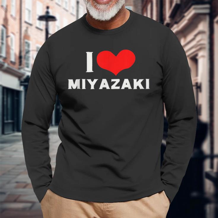 I Love Miyazaki 愛 ハート 宮崎 宮崎県 日本 お土産 かわいい おしゃれ 長袖Tシャツ 高齢者への贈り物