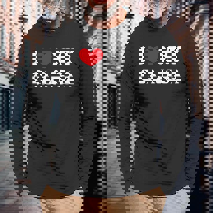 I Love My Cajsa アイ・ラブ・マイ・カジサ 長袖tシャツ 長袖Tシャツ 高齢者への贈り物
