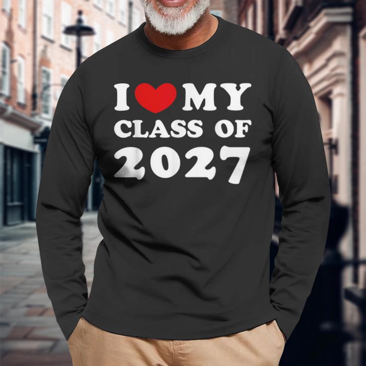 I Love My Class Of 2027 私は2027年のクラスが大好きで、2027年のクラスが好きです 長袖Tシャツ 高齢者への贈り物