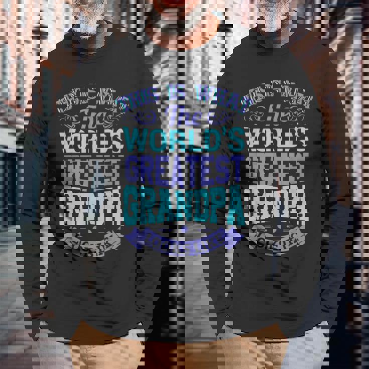 I Love My Grandpa Best Cool Grandpa グラフィックイラスト 長袖Tシャツ 高齢者への贈り物