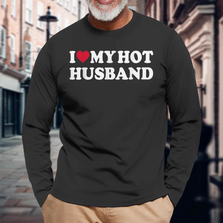 I Love My Hot Husband シャツ ファニー レッド ハート Love Hot Husband 長袖Tシャツ 高齢者への贈り物
